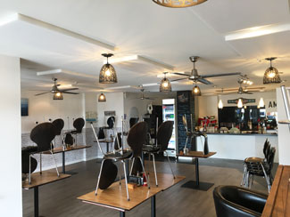 Acoustic panels on Cafe ceiling