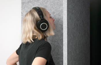 School Classroom Portable Acoustic Screen, Quiet Space, Break-Out Area. Polyester Acoustic Screens, Gobos, for New 
Zealand professional and home studios.