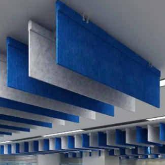 Office Acoustic Baffles direct fixed to a ceiling.