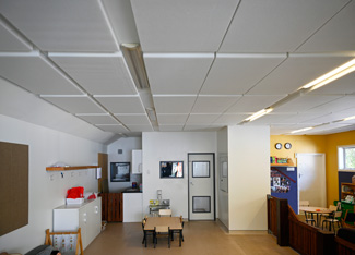 Acoustic Ceiling Panels in a Preschool Kindergarten.