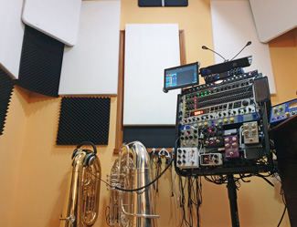 Acoustic wall and ceiling panels in the Studio of Tuba Player Andrew Jarvis